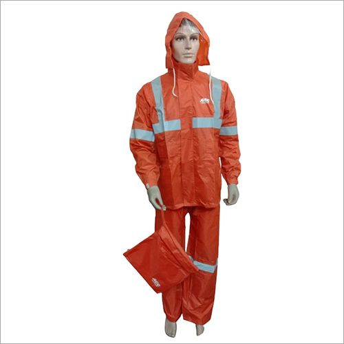 Mens Orange Reflective Rain Suit