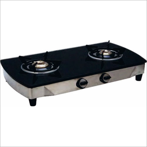 Black Curve Crystal Glass Two Burner Gas Stove