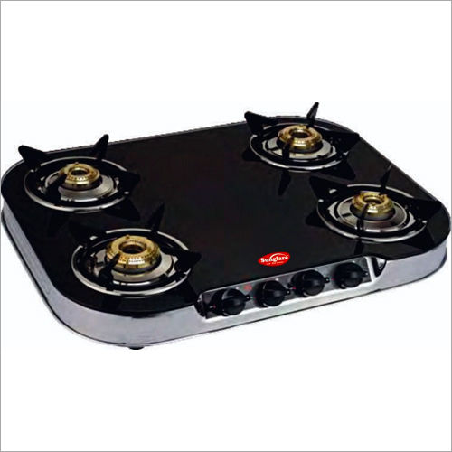 Round Frame Crystal Glass Four Burner Gas Stove