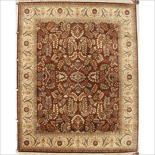 Washable 8x10 Inch Brown Gold Handicraft Carpet