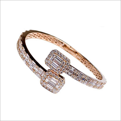 14k Yellow Gold Real Diamond Baguette Bracelet