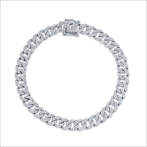 Diamond Cuban Link Bracelet White Gold