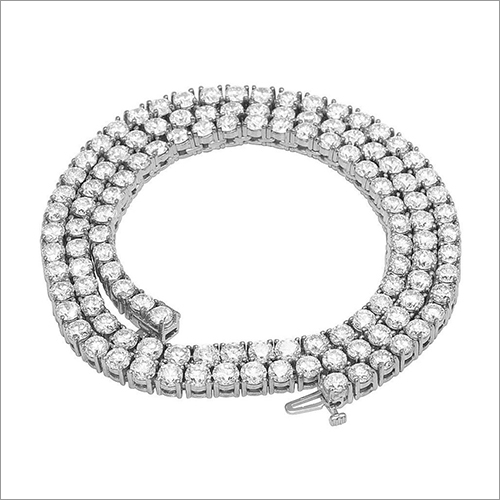 10K White Gold Diamond 2.4MM Solitaire Tennis Chain