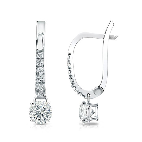 Drop Diamond Hoop Earrings