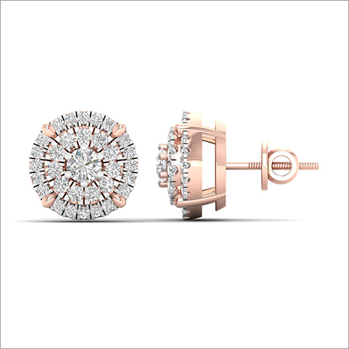 Halo Rose Gold Diamond Earrings