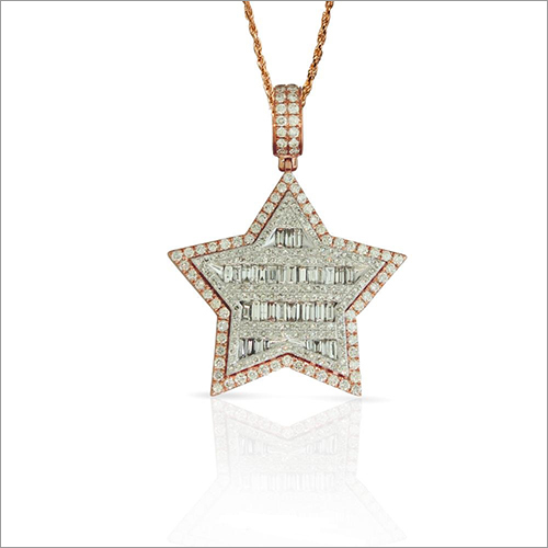10K Rose Gold 2.00ctw Baguette Diamond Star Pendant