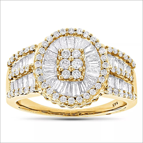 LadiesFully Iced Out Diamond Gold Hip Hop Ring