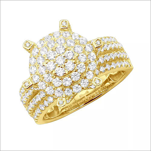 LadiesReal Diamond Gold Micro Pave Hip Hop Classic Ring