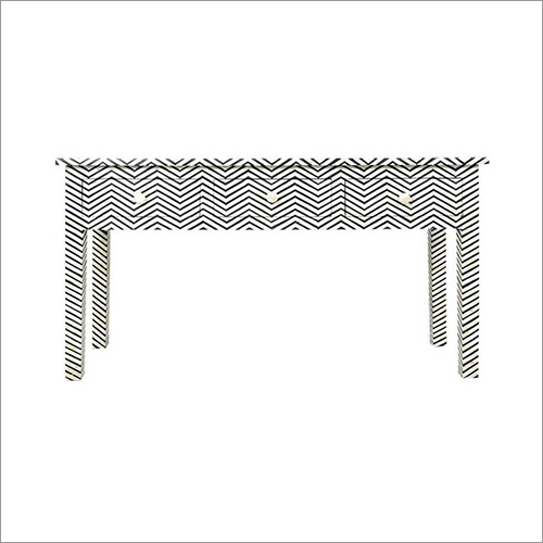 Solid Wood 3 Drawer Thin Zigzag Console - Indoor Furniture | Durable Design, Indian Style, Elegant Finish