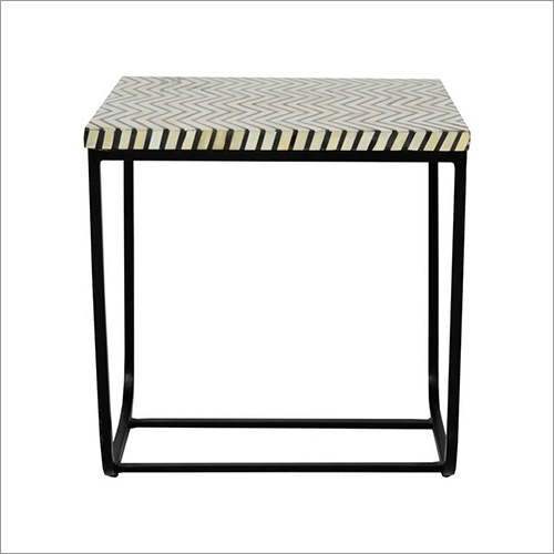 Square Black Thin Zigzag Side Table - Metal, 16x16x18 inches, Black | Stylish Design, Durable Frame, Easy Assembly