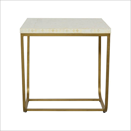 Square Brass Floral Side Table