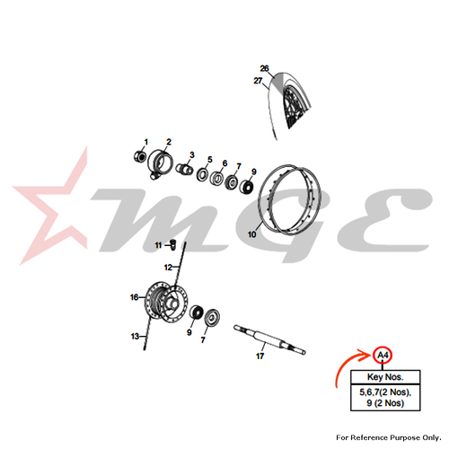 Front Wheel Bearing Kit For Royal Enfield - Reference Part Number - #144295