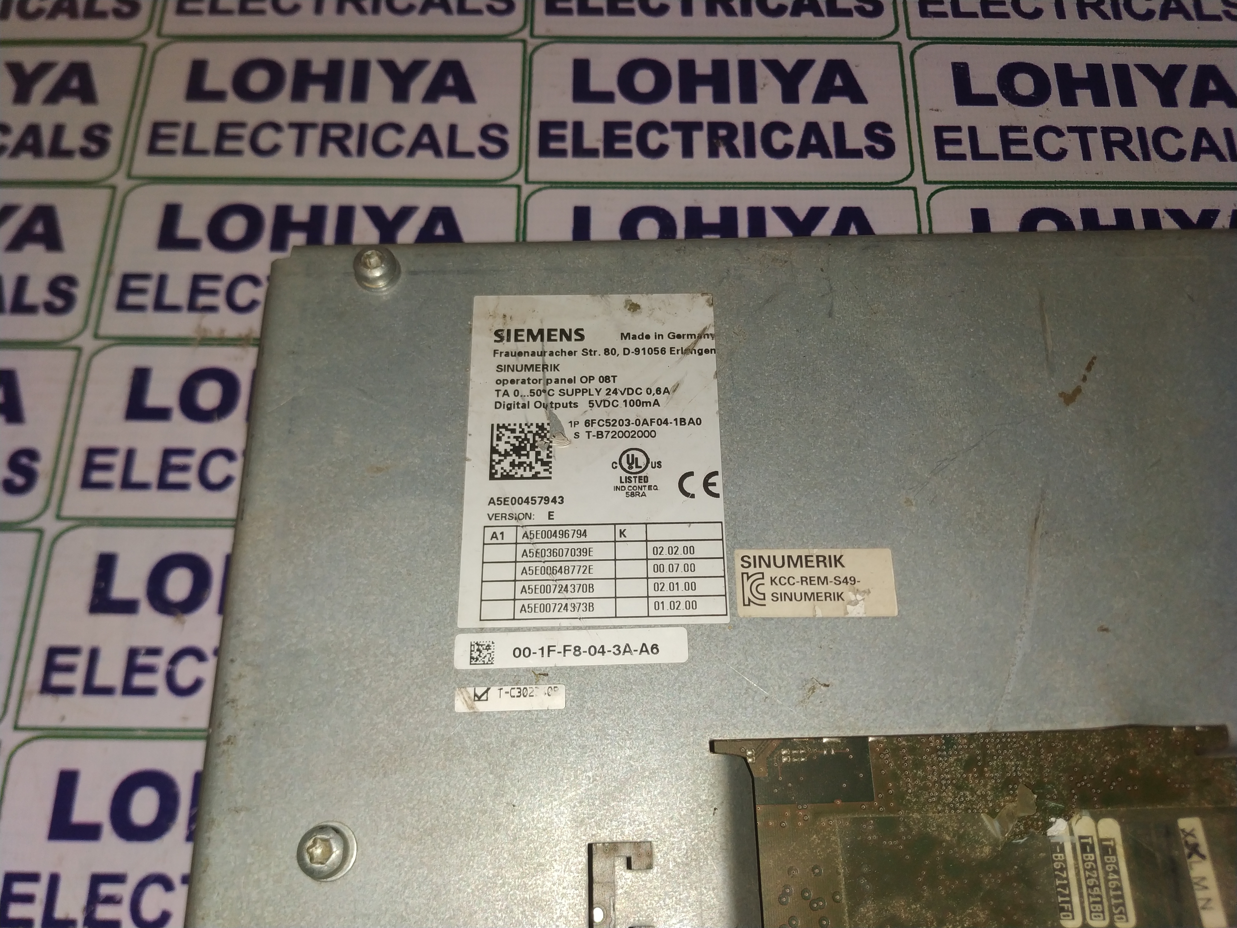 SIEMENS SINUMERIK 6FC5203-0AF04-1BA0 OPERATOR PANEL