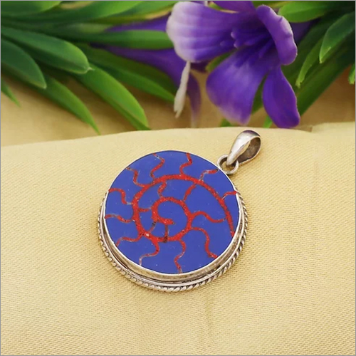 Lapis Coral Silver Pendant