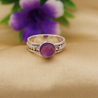 925 Sterling Silver Amethyst Birthstone With Braided Band Ring