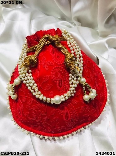 Chikankari Ethnic Potli Batua Bag