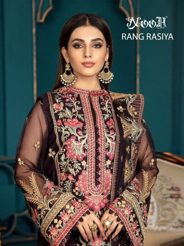 Noor Rang Rasiya Fox Georgette Stylish Work Pakistani Suits Catalog