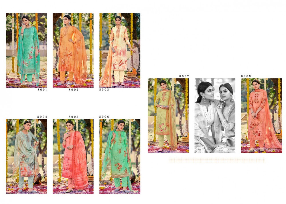 Levisha Saffron Jam Cotton Digital Prints Work Suits Catalog