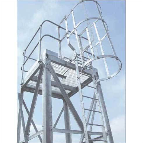 Safety Cage Aluminium Ladder