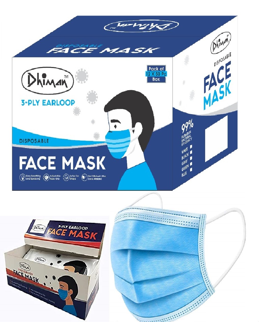 Dhiman 3Ply Face Mask