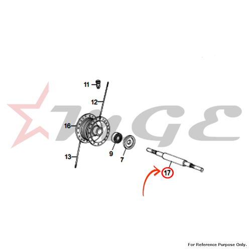 Spindle For Royal Enfield - Reference Part Number - #586061/A, #124333/8