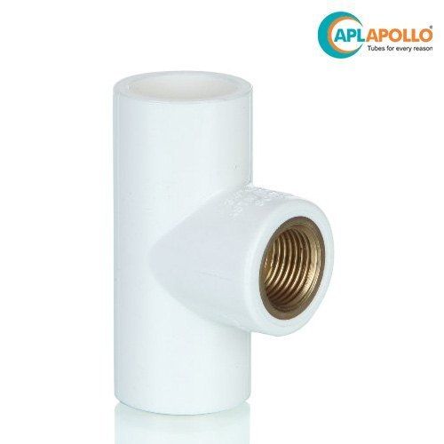 White Upvc Tee Female Brass Threaded- Sch 80