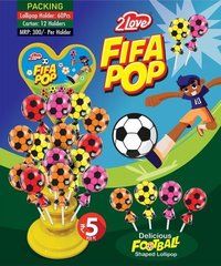 Fifa Pop Lollipop - 60 Pieces In 1 Box, Eggless Mixed Flavor , Football Shaped With 6 Months Shelf Life