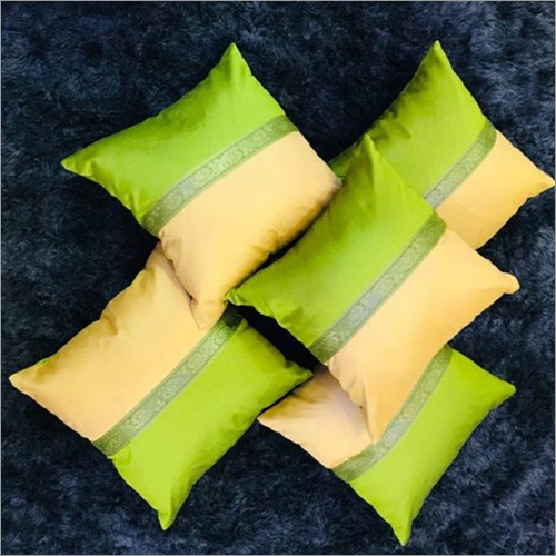 Green Zari Satin Cushion Cover