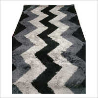 3d Polyester Shag Carpet - 1 Inch Thick, Black And White Printed Design | Washable, Customizable Sizes And Colors