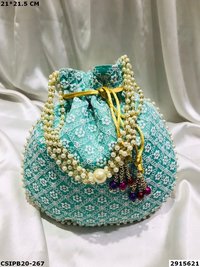 Chikankari Ethnic Potli Batua Bag
