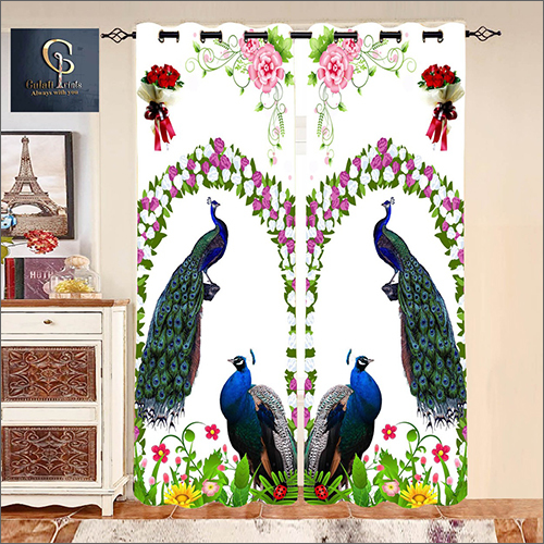 Peacock Digital Printed Curtain