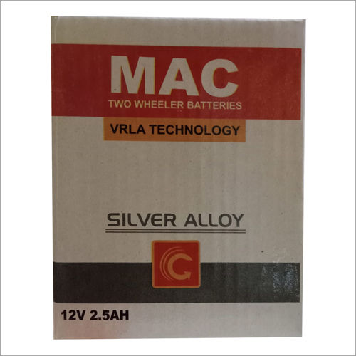 12V - 2.5Ah Mac Two Wheeler Battery Nominal Voltage: 12 Volt (V)