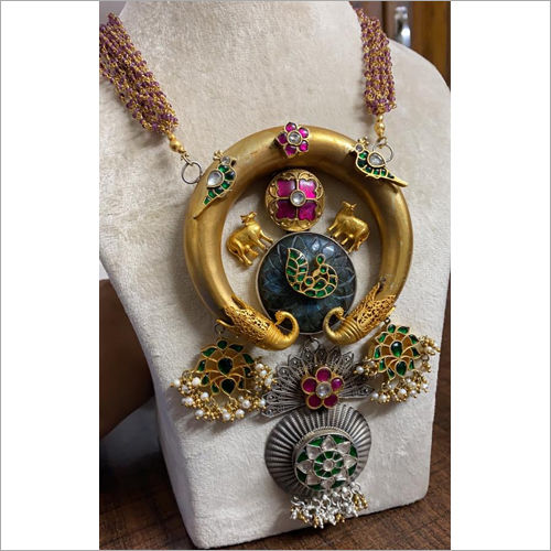 925 Silver Kundan Tribal Fusion Designer Necklace