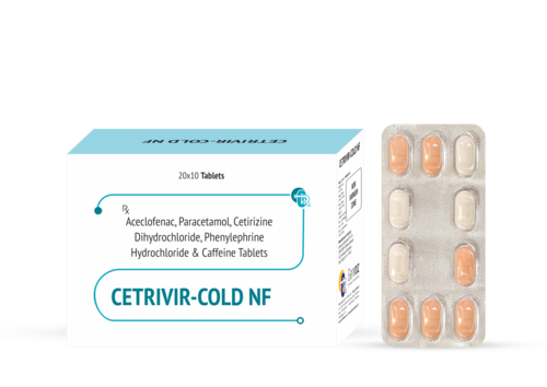 Aceclofenac Paracetamol Cetrizine Dihydrochloride Phenylephrine  Hydrochloride and Caffeine Tablet