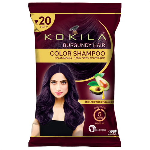 Easy To Use Kokila Burgundy Hair Color Shampoo Pouch