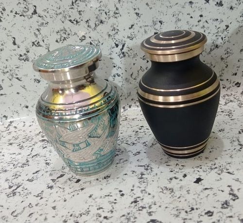 Gold Etched In Two Different Color Keepsake Cremation Urn Funeral Supplies