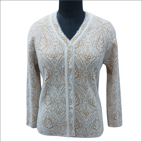 Off White Ladies V Neck Cardigan