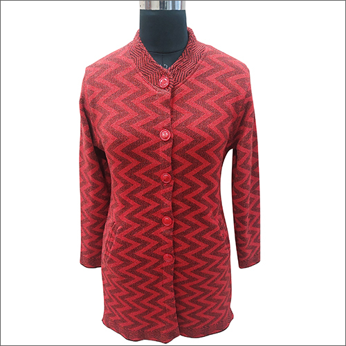 Ladies Red Long Cardigan