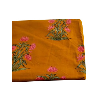 Orange Floral Printed Rayon Fabric