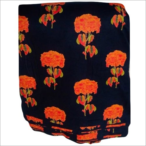 Black Flower Print Rayon Dress Fabric