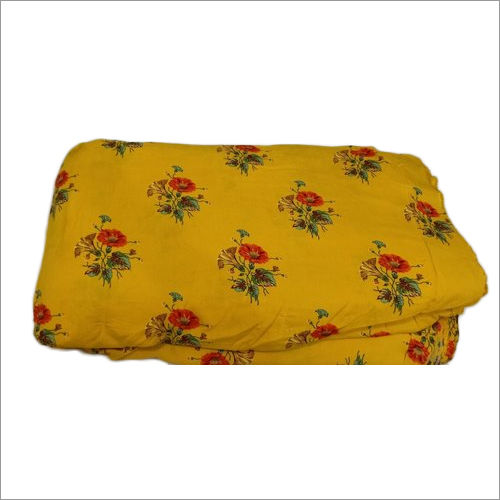 Yellow 140 Gm Rayon Printed Fabric