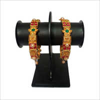 Ladies Designer Gold Plated Bangles - Brass Base, Sizes 2/2 To 2/8 | Elegant Party Wear, 2 Piece Set