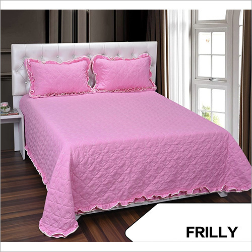 Pink Quilted Bed Cover With Pillow