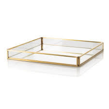 Glass Tray With Mirror Bottom