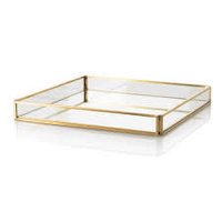 Yellow Glass Tray With Mirror Bottom