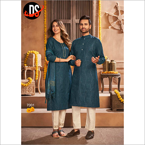 Couple Cotton Kurta With Pant Set