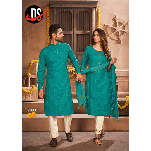 Couple Fancy Cotton Kurta With Pant Set