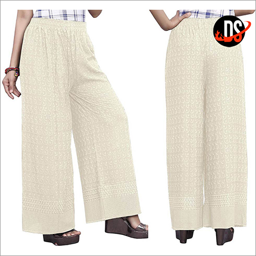 Ladies White Chikankari Palazzo