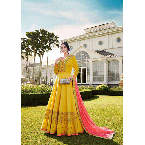 Indian Ladies Silk Party Wear Long Gown