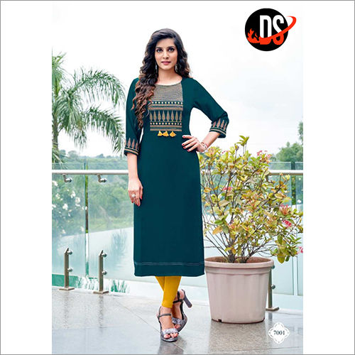 Washable Nylon Viscose Straight Kurti